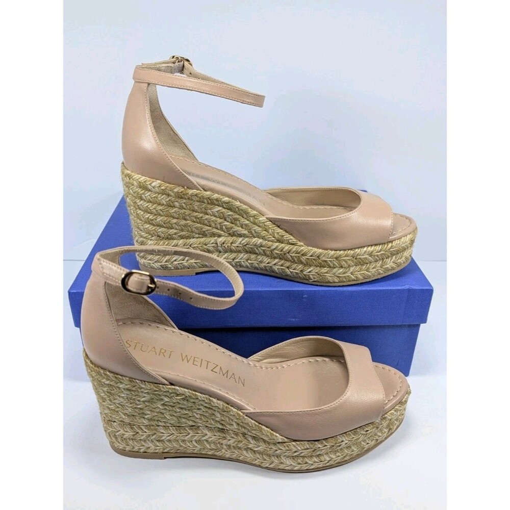 Stuart Weitzman Nudistia Espadrille Wedge Women's 8.5B Adobe Leather NEW in Box - Picture 4 of 12